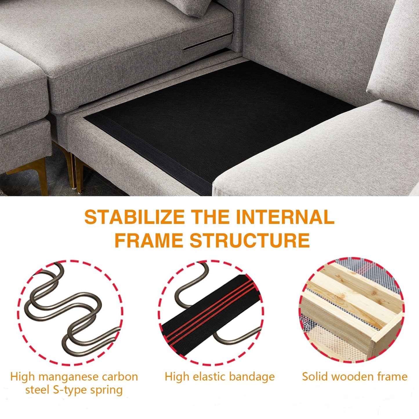 Canapé polyvalent en L avec pouf - Tissu en polyester doux pour un confort ultime