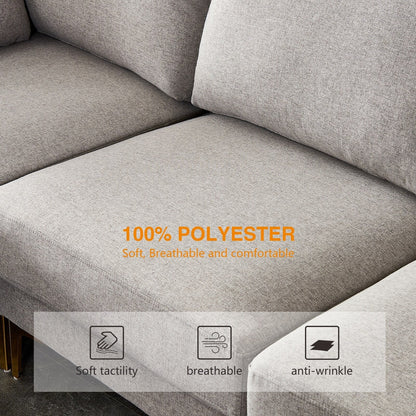 Canapé polyvalent en L avec pouf - Tissu en polyester doux pour un confort ultime