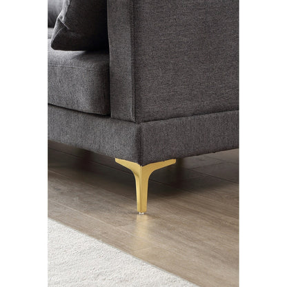 Canapé polyvalent en L avec pouf - Tissu en polyester doux pour un confort ultime