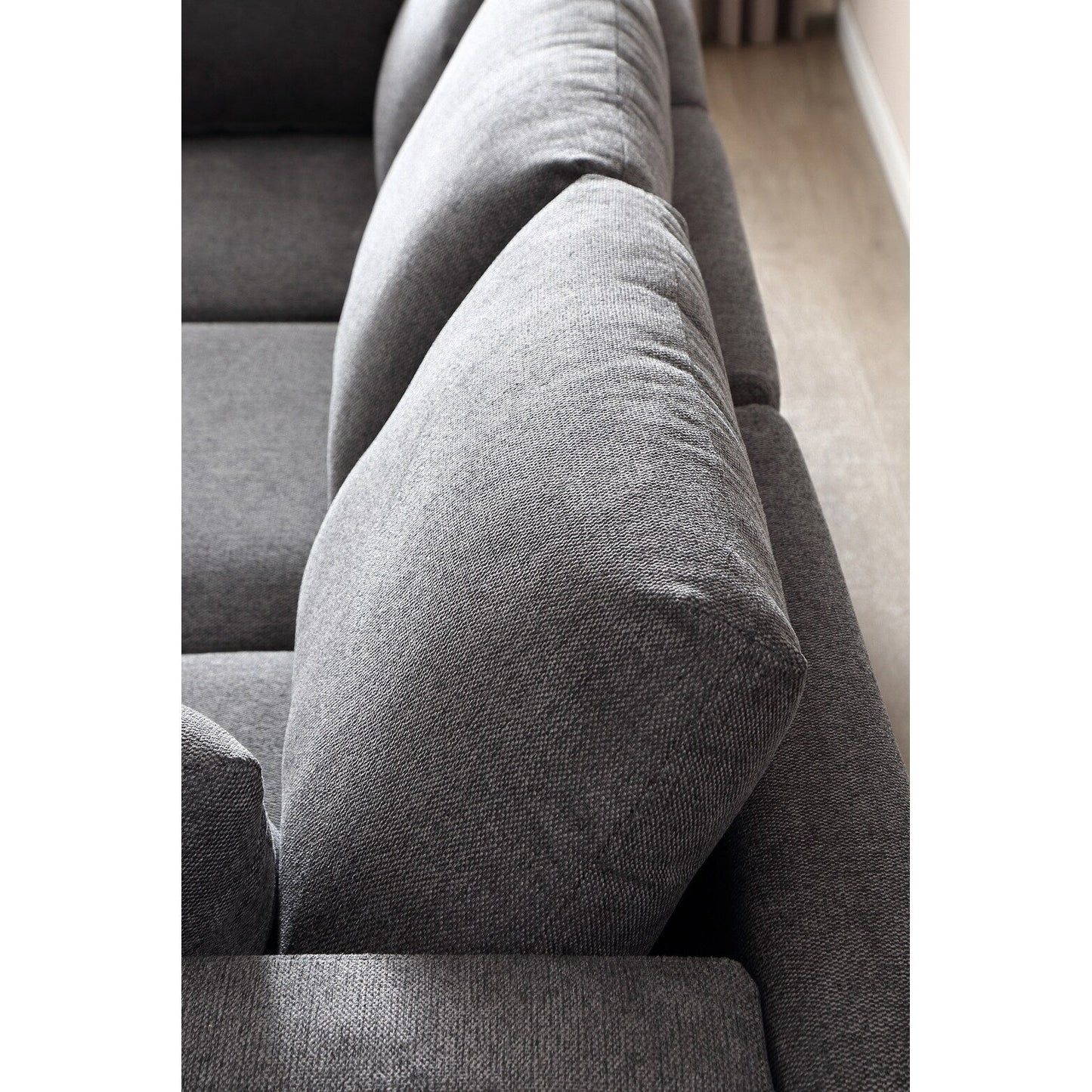 Canapé polyvalent en L avec pouf - Tissu en polyester doux pour un confort ultime