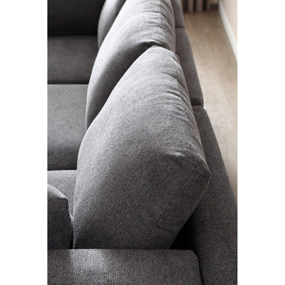 Canapé polyvalent en L avec pouf - Tissu en polyester doux pour un confort ultime