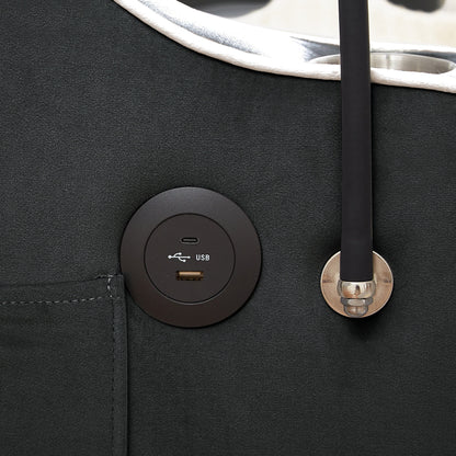 Canapé-lit pliable polyvalent en velours avec dossier réglable, port USB et support de téléphone