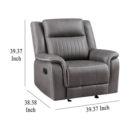 Fauteuil inclinable manuel Viann, capitonné en polyester gris, plateau-coussin