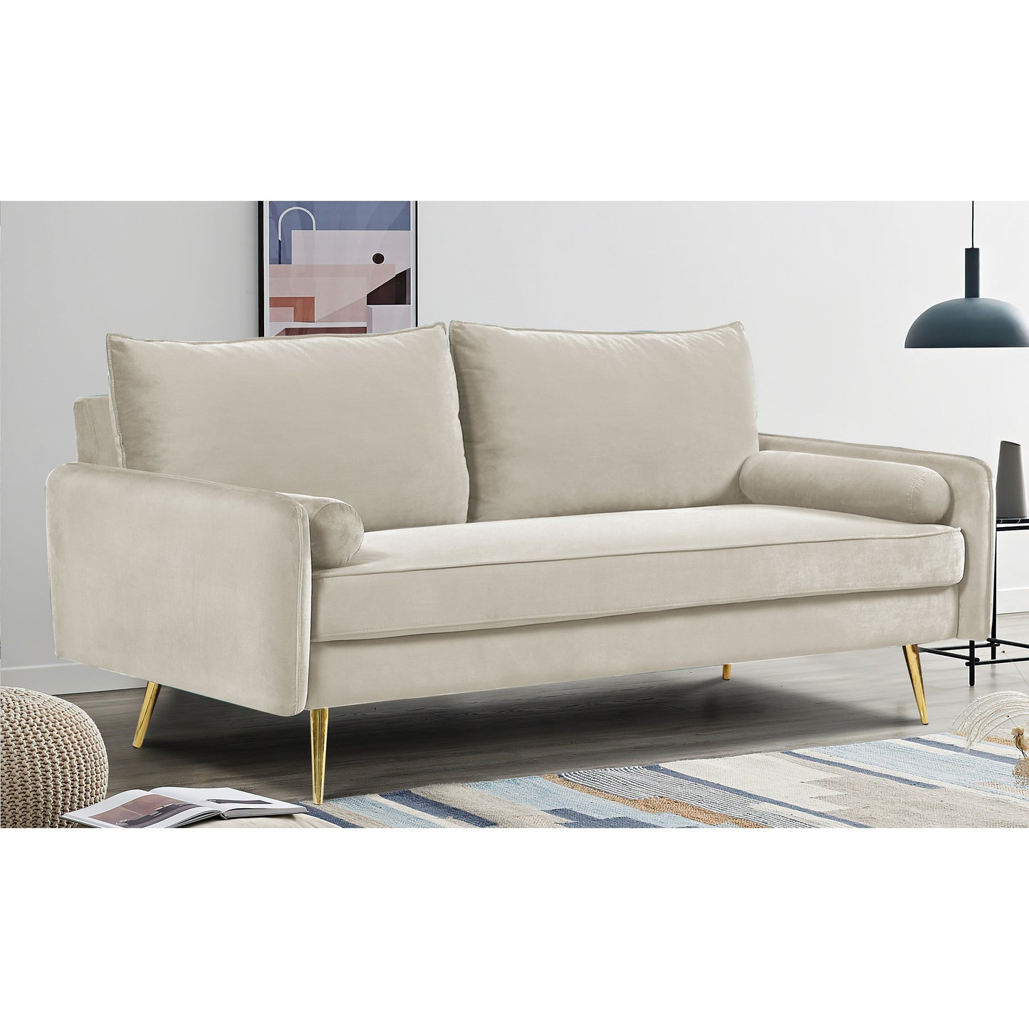 Canapé Villeda 70''W en polyester avec accoudoirs carrés