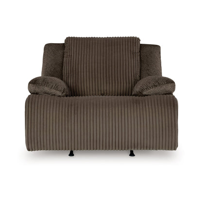 Fauteuil inclinable à bascule manuel Vincent, tissu velours côtelé marron chocolat