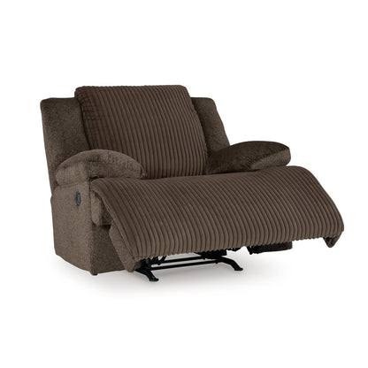 Fauteuil inclinable à bascule manuel Vincent, tissu velours côtelé marron chocolat