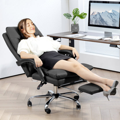 Fauteuil de bureau inclinable et massant chauffant à vibrations en microfibre Vinsetto