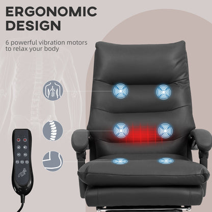 Fauteuil de bureau inclinable et massant chauffant à vibrations en microfibre Vinsetto