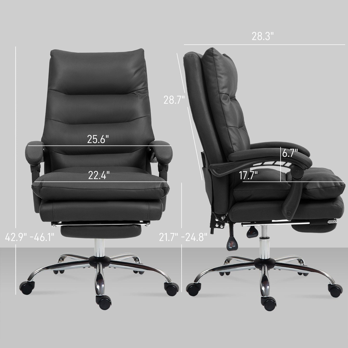 Fauteuil de bureau inclinable et massant chauffant à vibrations en microfibre Vinsetto