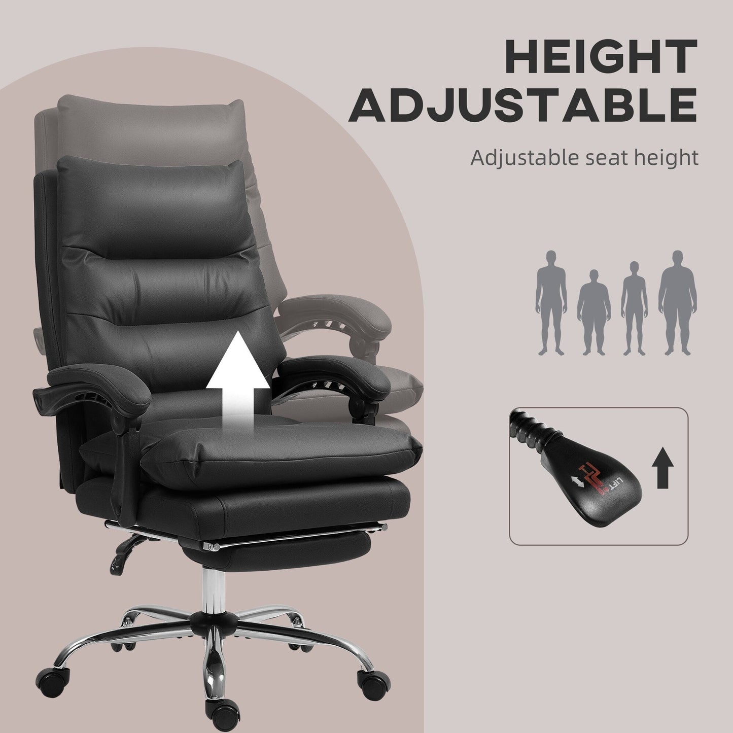 Fauteuil de bureau inclinable et massant chauffant à vibrations en microfibre Vinsetto