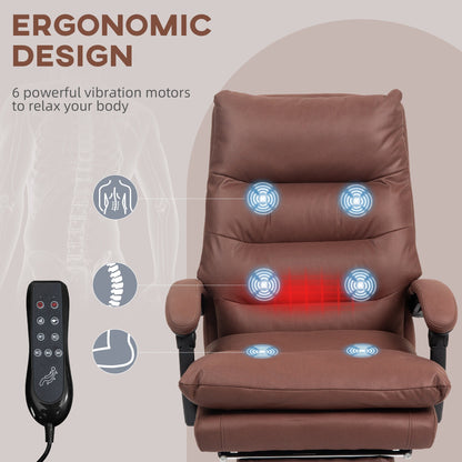 Fauteuil de bureau inclinable et massant chauffant à vibrations en microfibre Vinsetto