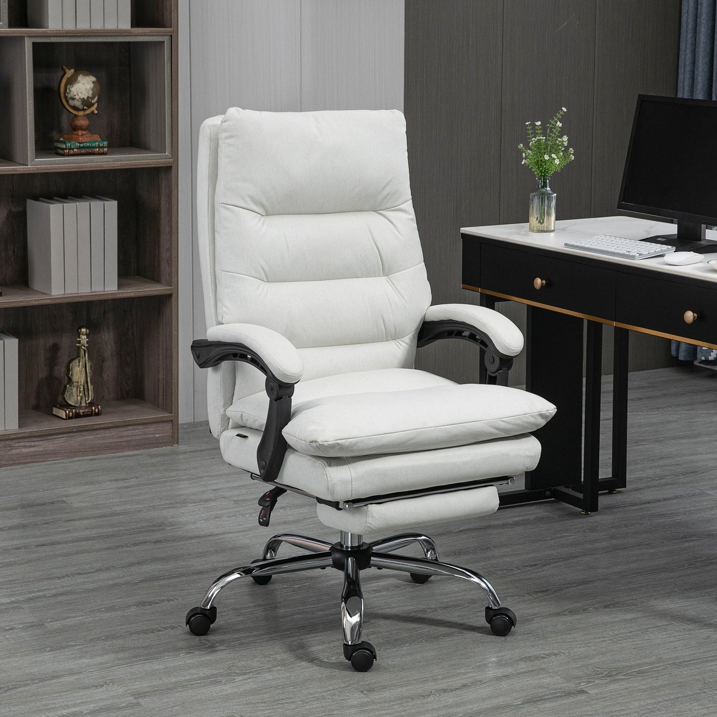 Fauteuil de bureau inclinable et massant chauffant à vibrations en microfibre Vinsetto