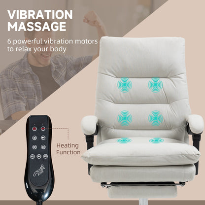 Fauteuil de bureau inclinable et massant chauffant à vibrations en microfibre Vinsetto