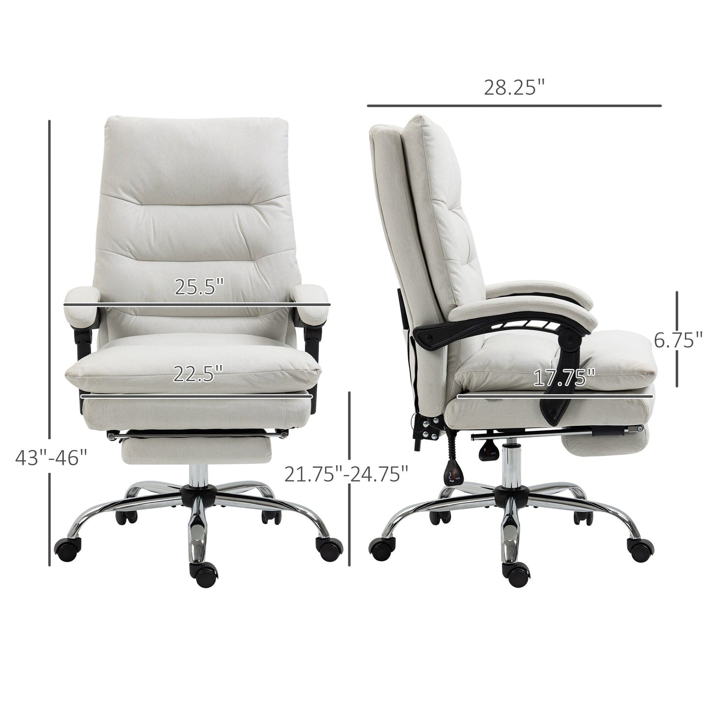 Fauteuil de bureau inclinable et massant chauffant à vibrations en microfibre Vinsetto