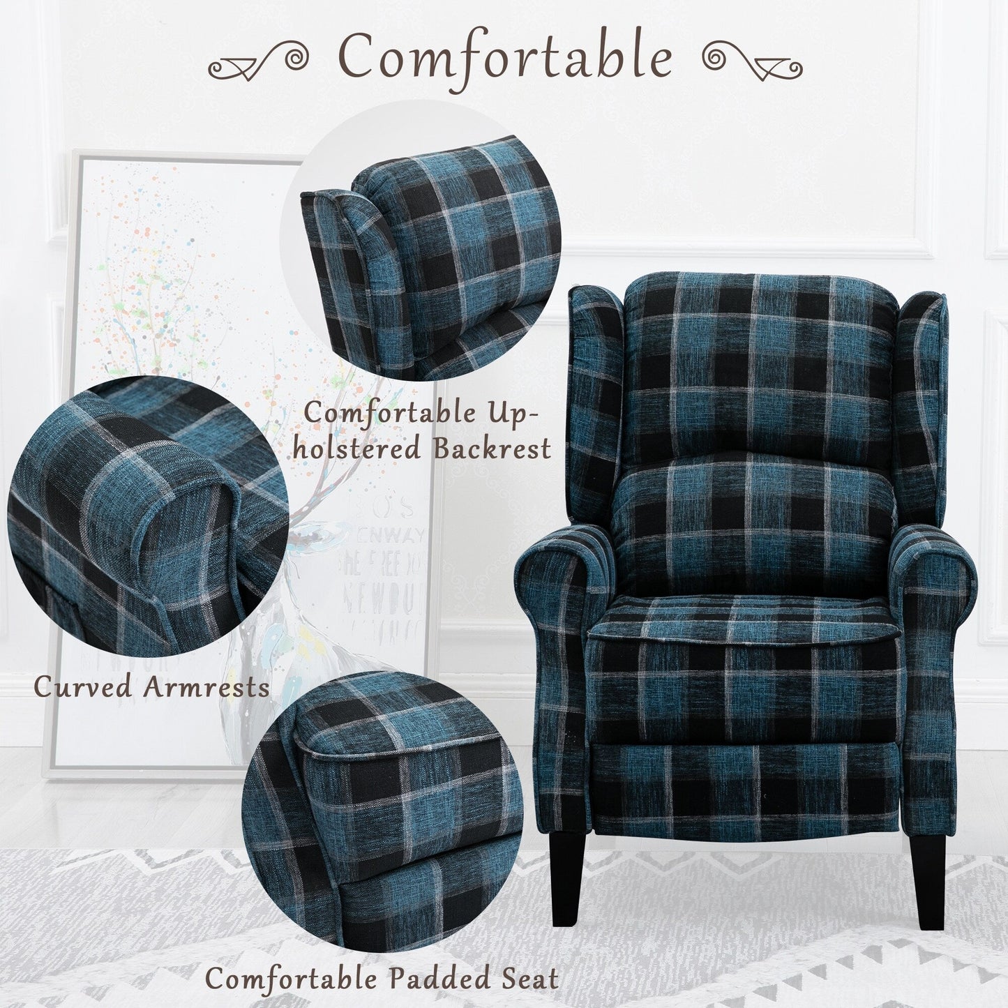 Fauteuil inclinable rembourré confortable vintage