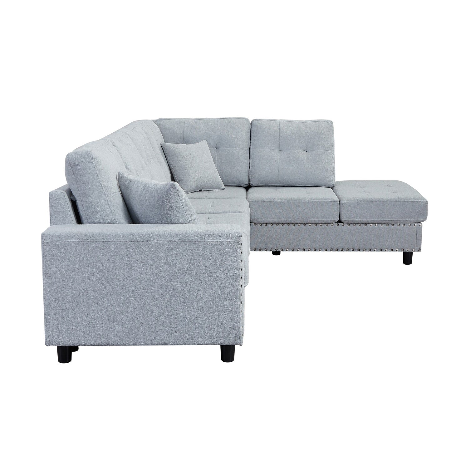 Canapé modulable vintage en L avec coussins amovibles et 2 oreillers pour salon ou bureau