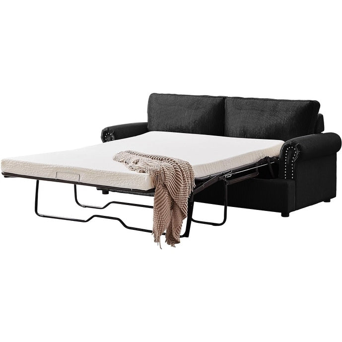 Canapé-lit à accoudoirs ronds Viviana en polyester de 76 pouces