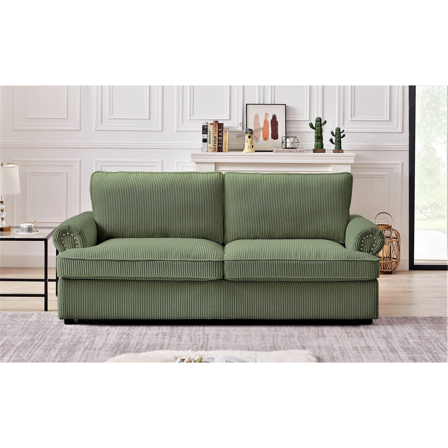 Canapé-lit à accoudoirs ronds Viviana en polyester de 76 pouces