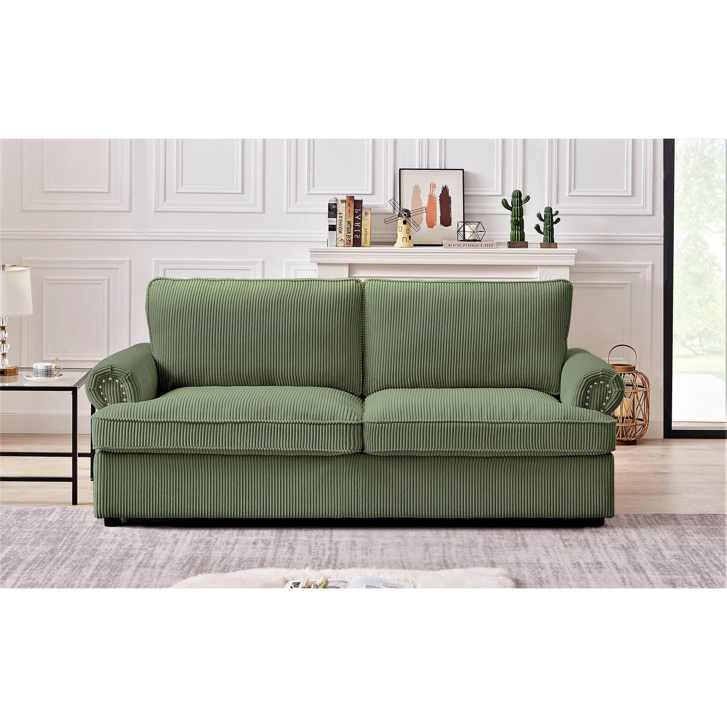 Canapé-lit à accoudoirs ronds Viviana en polyester de 76 pouces