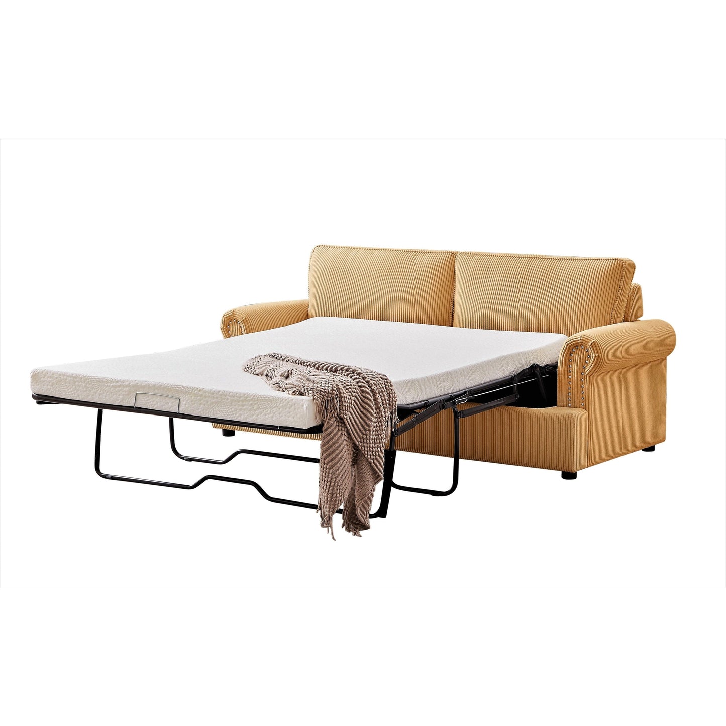 Canapé-lit à accoudoirs ronds Viviana en polyester de 76 pouces