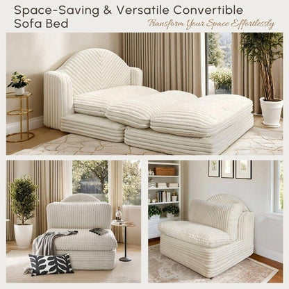 Chaise longue d'intérieur WOWMAX, fauteuil-lit surdimensionné de 198 cm, canapé confortable rembourré pour salon, beige