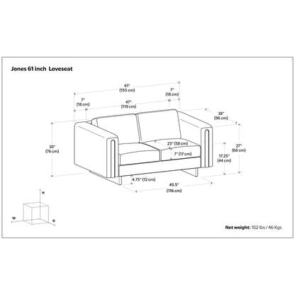 Canapé causeuse contemporain WYNDENHALL Drayton de 61 pouces de large en tissu performant à tissage serré - 61 L x 38 P x 30 H