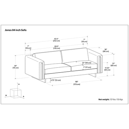 Canapé contemporain WYNDENHALL Drayton 84 large en tissu performant à tissage serré - 84 L x 38 P x 30 H,