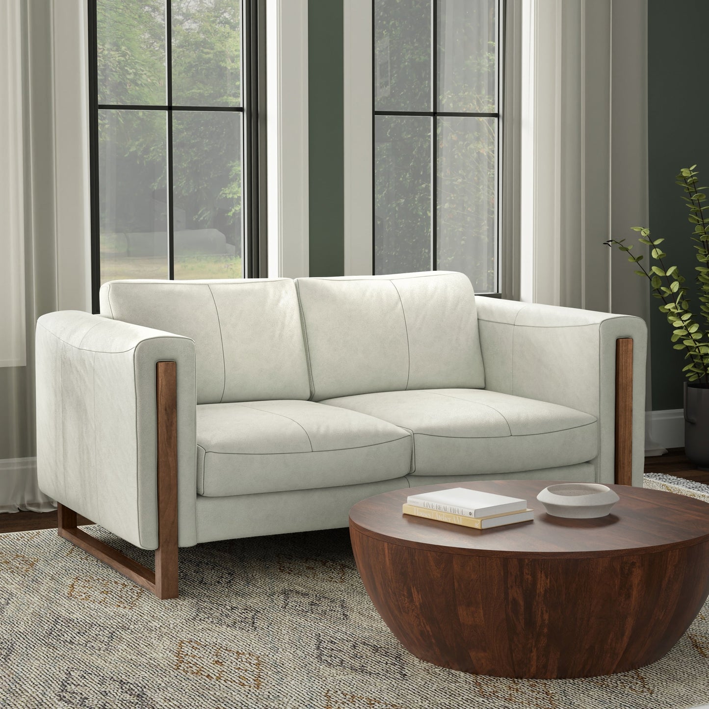 Canapé WYNDENHALL Hillcrest moderne et contemporain de 62 pouces de large en cuir véritable