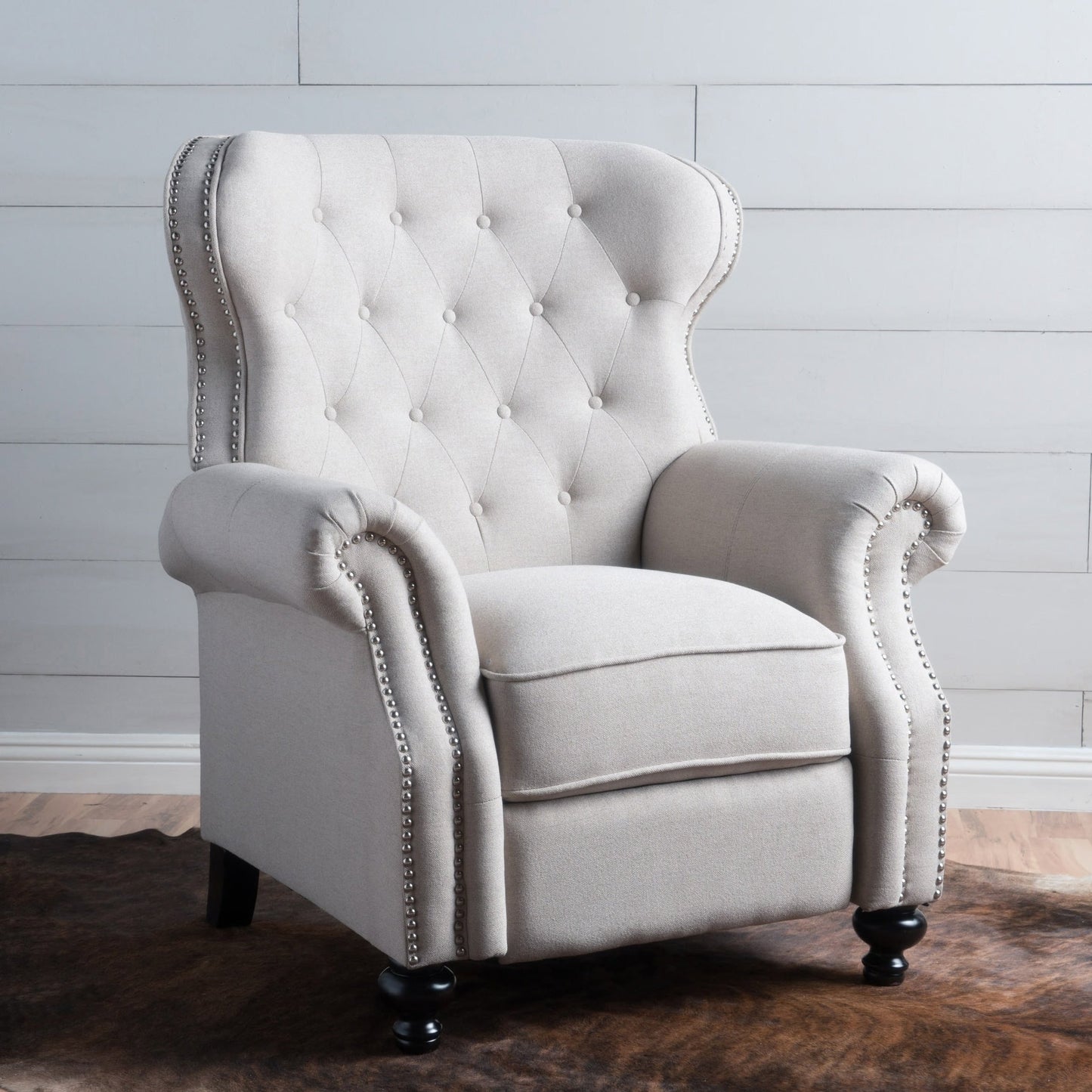 Fauteuil inclinable en tissu à clous capitonnés Walder par Christopher Knight Home