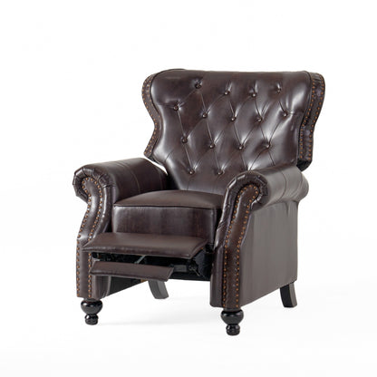 Fauteuil inclinable contemporain Waldo - Motif à points de diamant capitonnés avec accoudoirs roulés et garniture cloutée