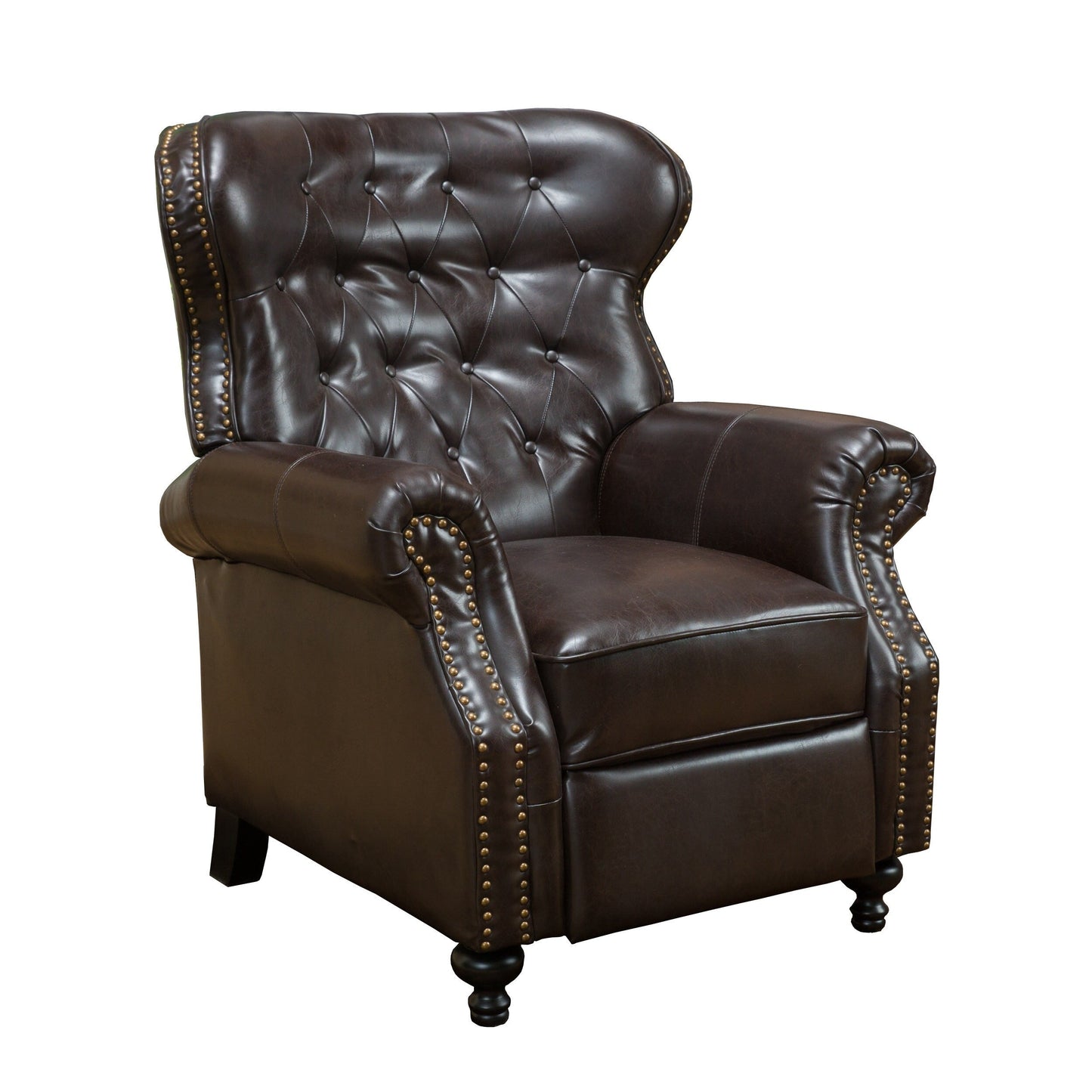 Fauteuil inclinable contemporain Waldo - Motif à points de diamant capitonnés avec accoudoirs roulés et garniture cloutée