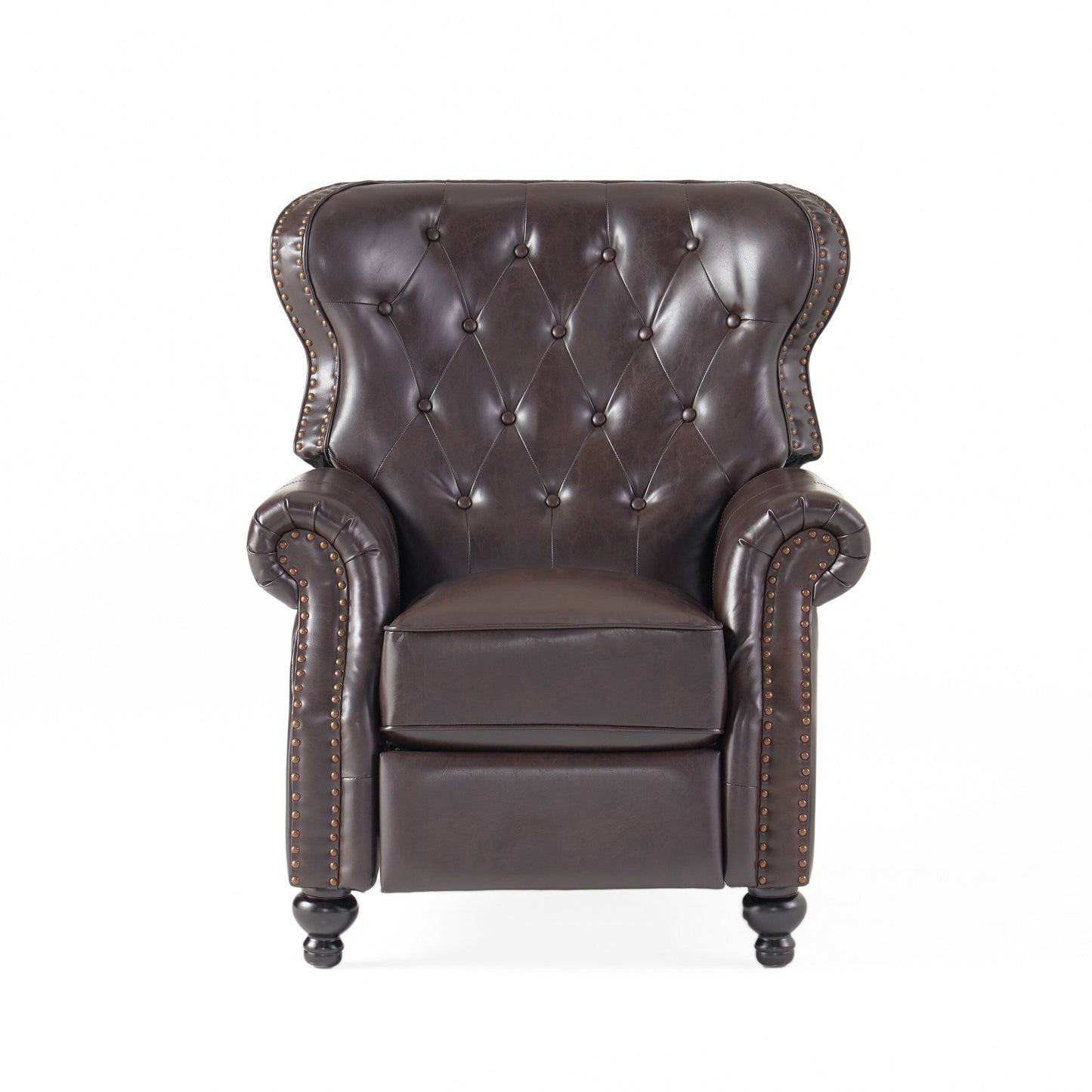 Fauteuil inclinable contemporain Waldo - Motif à points de diamant capitonnés avec accoudoirs roulés et garniture cloutée