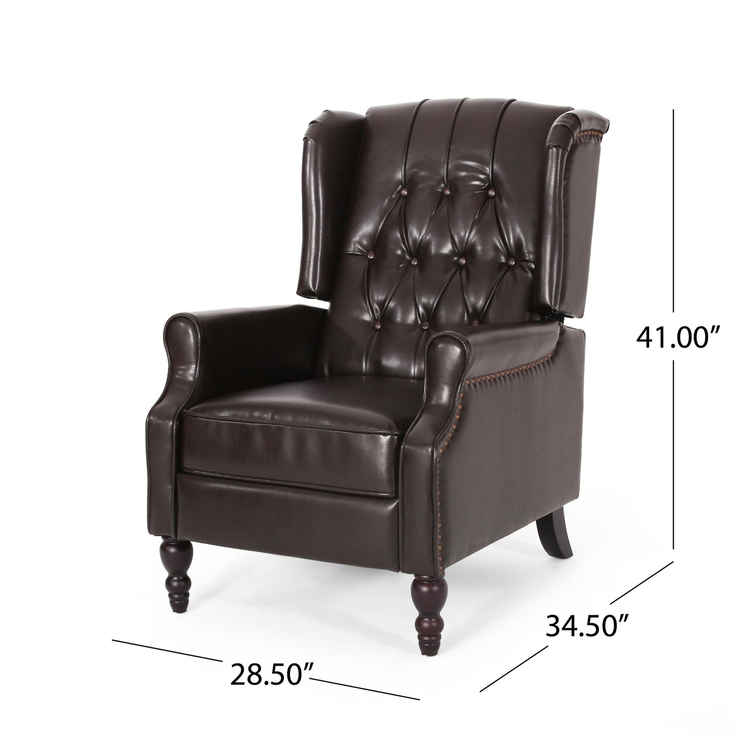Fauteuil club inclinable en cuir reconstitué Walter Brown par Christopher Knight Home