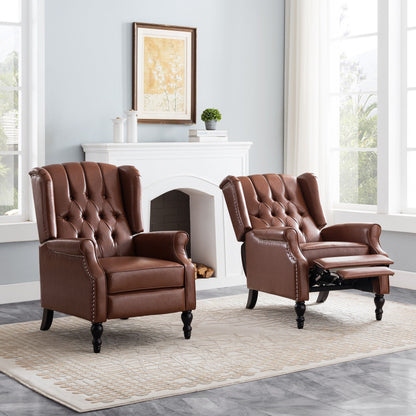 Ensemble de fauteuils inclinables Walter Classic en cuir reconstitué capitonné (2 pièces) avec garniture cloutée par Christopher Knight Home