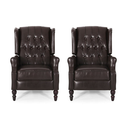 Ensemble de fauteuils inclinables Walter Classic en cuir reconstitué capitonné (2 pièces) avec garniture cloutée par Christopher Knight Home