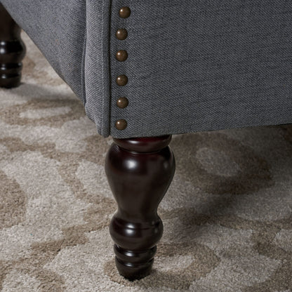 Fauteuil club inclinable à oreilles en tissu capitonné Walter par Christopher Knight Home