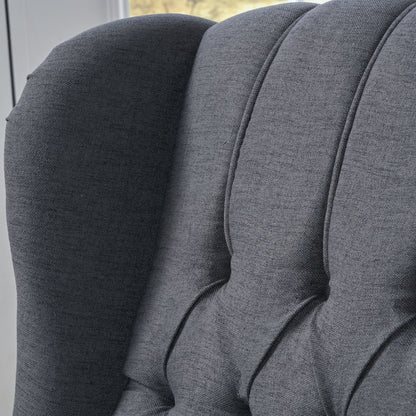 Fauteuil club inclinable à oreilles en tissu capitonné Walter par Christopher Knight Home