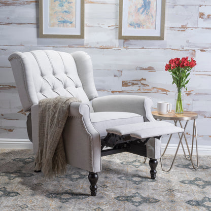 Fauteuil club inclinable à oreilles en tissu capitonné Walter par Christopher Knight Home