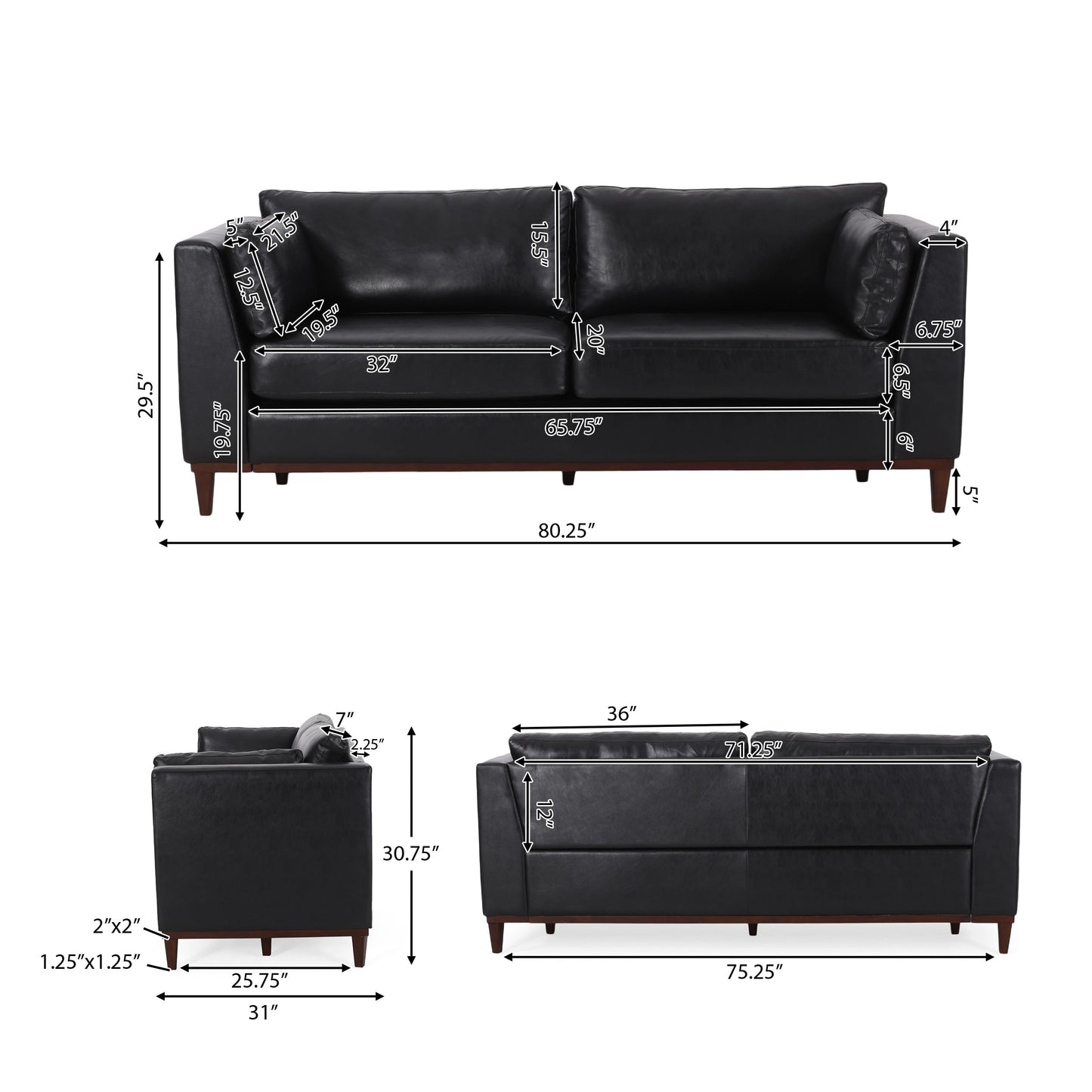 Canapé 3 places en similicuir Warbler par Christopher Knight Home