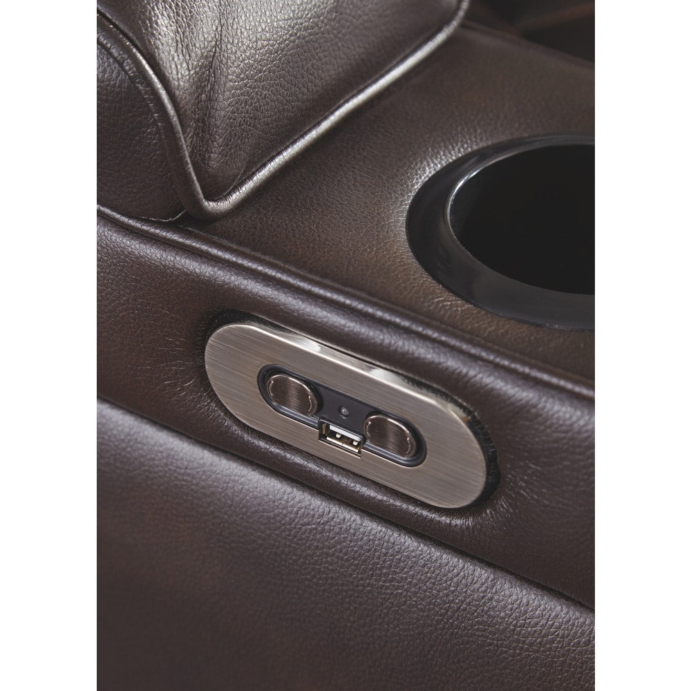 Canapé inclinable électrique Warnerton en similicuir marron chocolat - 84 L x 38 P x 44 H