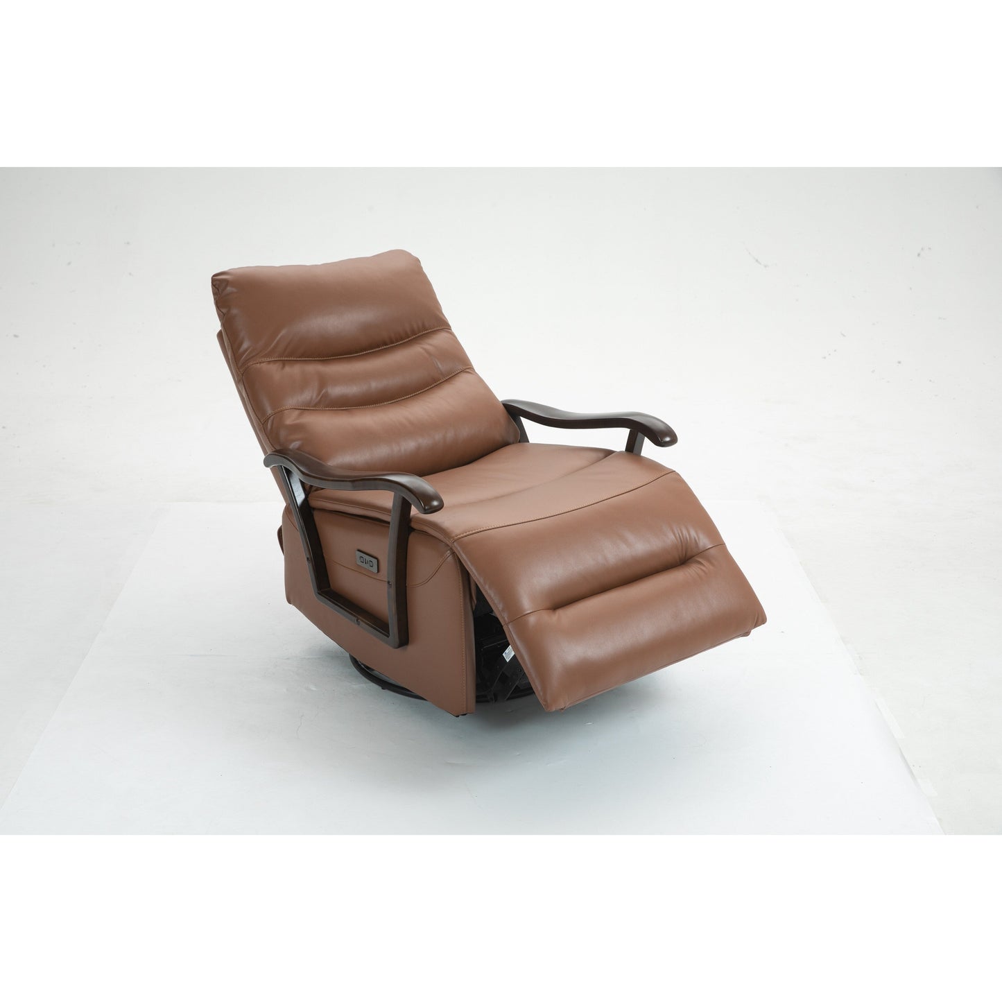 Fauteuil inclinable électrique pivotant et résistant à l'eau avec port USB, accoudoirs en bois massif et fonction de balancement doux