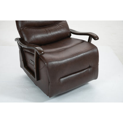 Fauteuil inclinable électrique pivotant et résistant à l'eau avec port USB, accoudoirs en bois massif et fonction de balancement doux