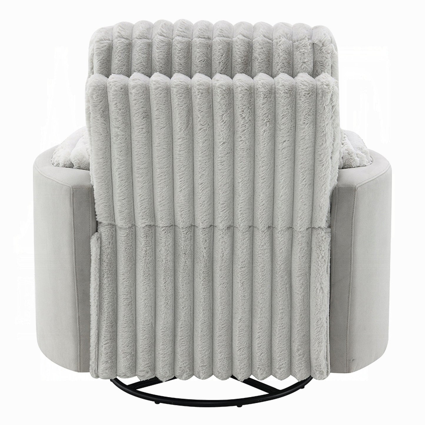 Fauteuil inclinable et pivotant Watsy, en velours côtelé gris moderne