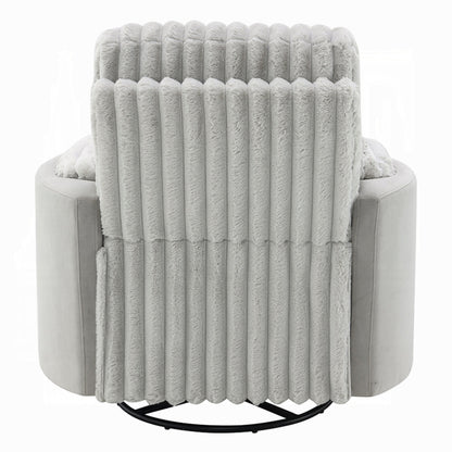 Fauteuil inclinable et pivotant Watsy, en velours côtelé gris moderne