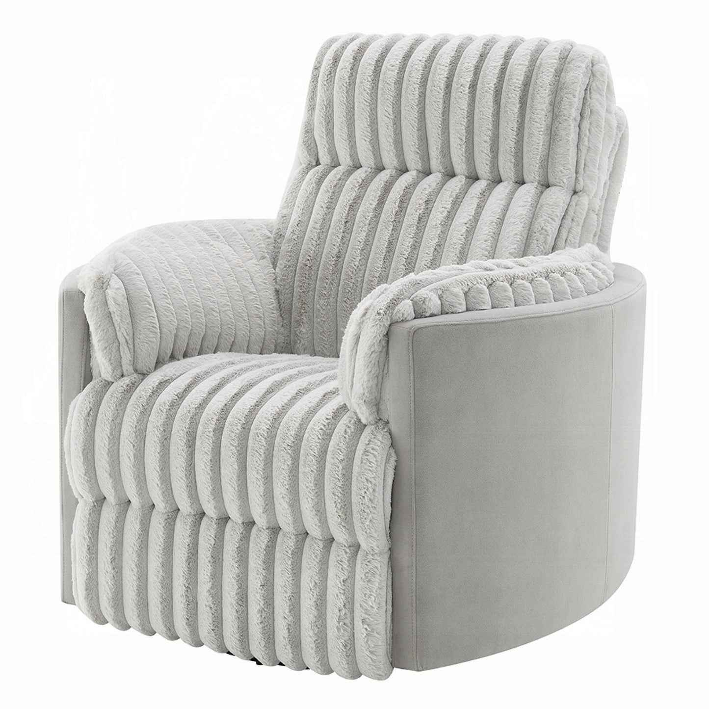 Fauteuil inclinable et pivotant Watsy, en velours côtelé gris moderne