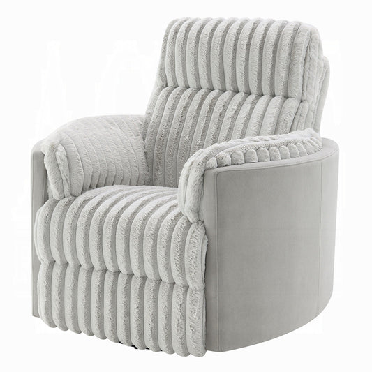 Fauteuil inclinable et pivotant Watsy, en velours côtelé gris moderne