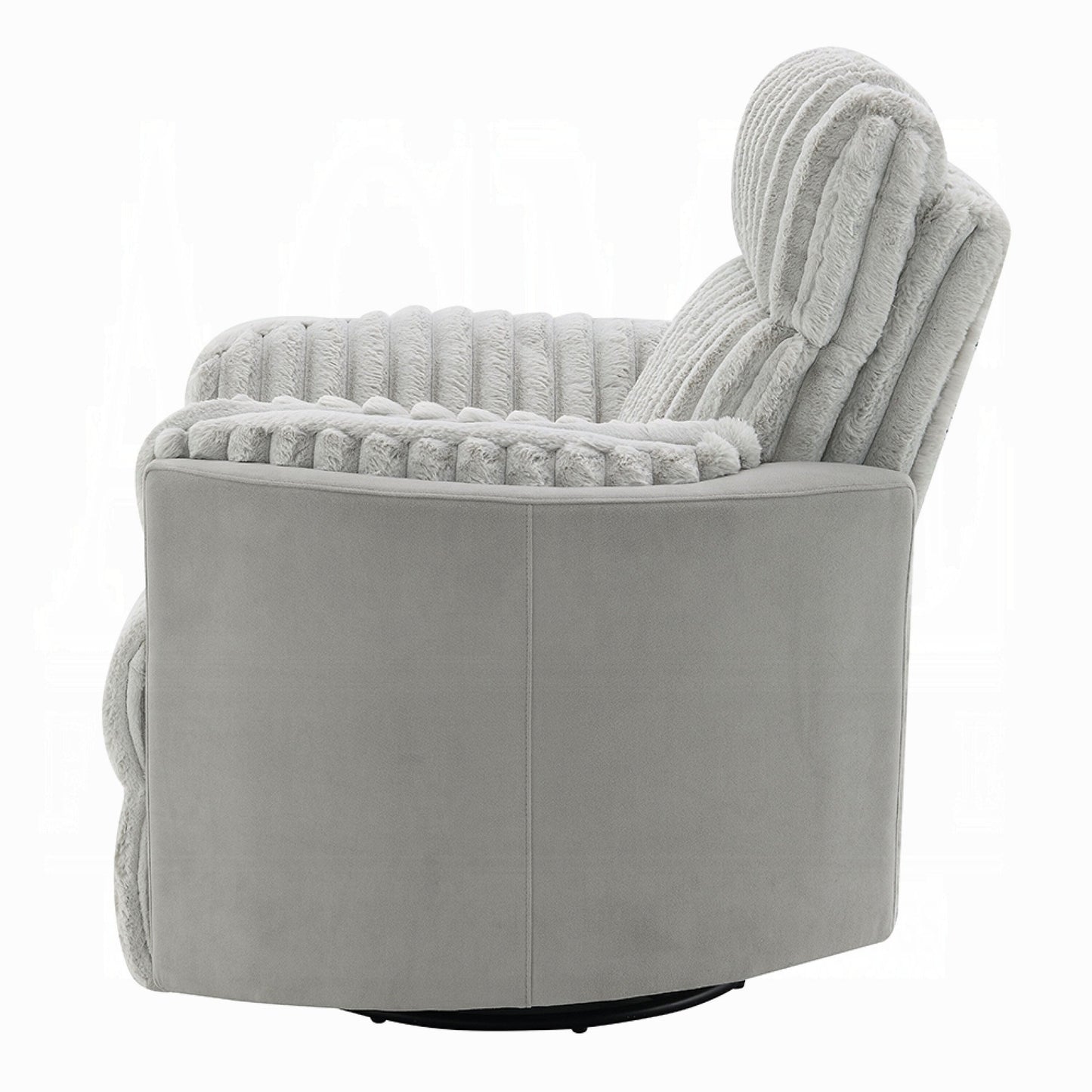 Fauteuil inclinable et pivotant Watsy, en velours côtelé gris moderne