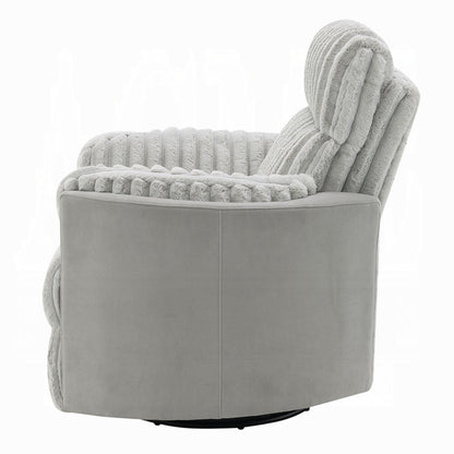 Fauteuil inclinable et pivotant Watsy, en velours côtelé gris moderne