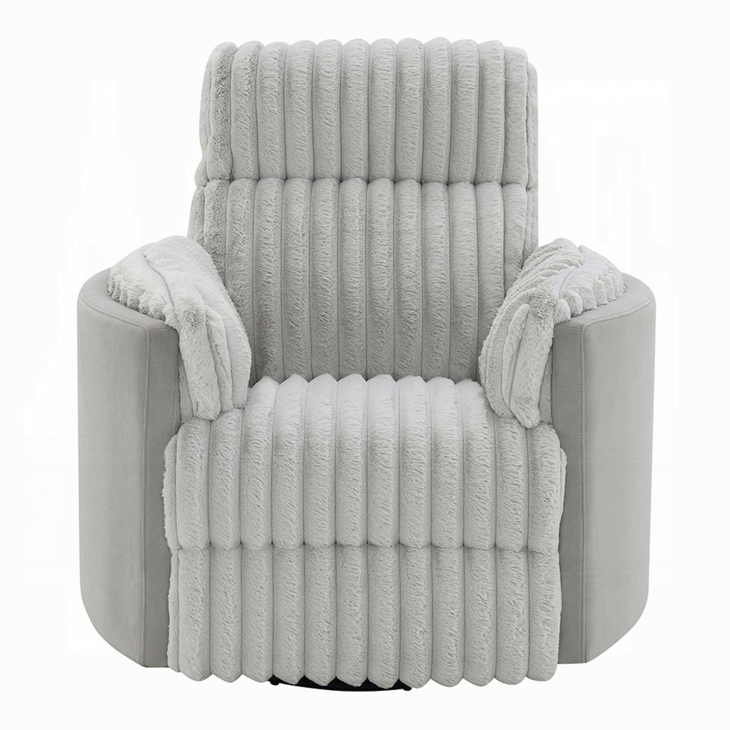 Fauteuil inclinable et pivotant Watsy, en velours côtelé gris moderne