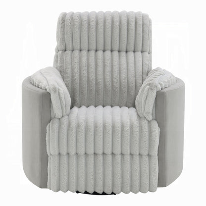 Fauteuil inclinable et pivotant Watsy, en velours côtelé gris moderne